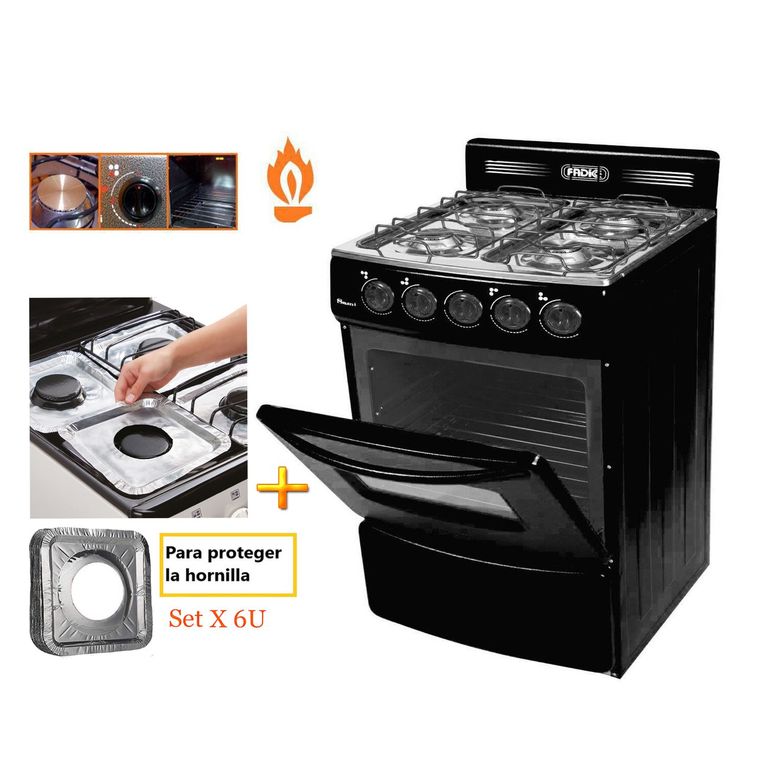 Cocina con respaldar y Horno 20 Sami 4H Negro +Protector
