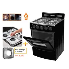 FADIC - Cocina con respaldar y Horno 20 Sami 4H Negro +Protector