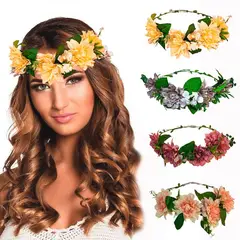 GENERICO - DIADEMA /VINCHA de Flores artificiales 2 UNIDADES