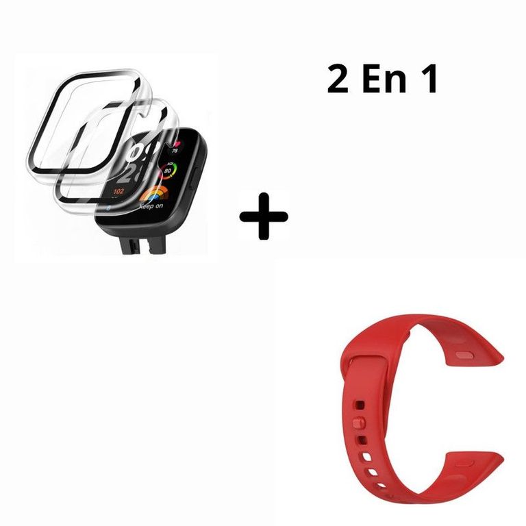 Bumper con Vidrio Clear + Correa para Redmi Watch 3 - ROJO