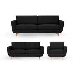 FABIANI HOME - Juego de Sala Vintage 3-2-1 SAM Fabiani Negro