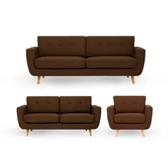 FABIANI HOME - Juego de Sala Vintage 3-2-1 SAM Fabiani Marrón