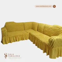 SALA FABULOSA - Funda de mueble modular 4 pzs Spandex burbuja ORO CLARO