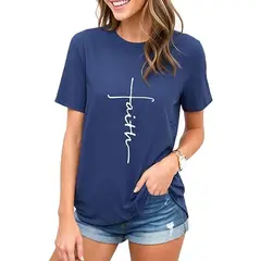 BELCHERCC5 - Camiseta casual de mujer con cuello de pico en color sólido y holgada