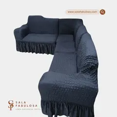 SALA FABULOSA - Funda de mueble modular 4 pzs Spandex burbuja PLOMO