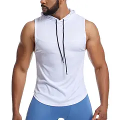 ZIMRAHYG - Chaleco de capucha de fitness para hombres ropa seca rápida