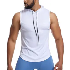 ZIMRAHYG - Chaleco de capucha de fitness para hombres ropa seca rápida