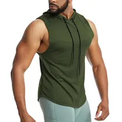 ZIMRAHYG - Chaleco de capucha de fitness para hombres ropa seca rápida