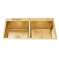 GENERICO - LAVADERO DE ACERO 2 POZA 84 x 48 RECTANGULAR GOLDEN R-INOX