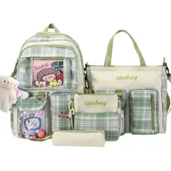 GENERICO - Mochila Kawaii Set de 4 piezas con accesorios Moda Coreana Q Tendencia