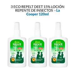 GENERICO - 3 Eco Repelt Deet 15% Loción 120ml - La Cooper