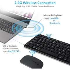 Wireless Teclado Mouse Ultra thin Fashion con Protector de Silicona