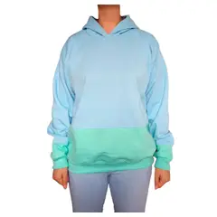 GENERICO - Polera Mujer Diseño colores con Capucha - Nathalie Love It - Celeste