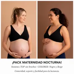 GENERICO - Pack Sosten Maternal Top, Nocturno, Algodon, Lactancia, 2 Unidades