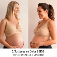 GENERICO - Pack Sosten Maternal Top, Nocturno, Algodon, Lactancia, 2 Unidades