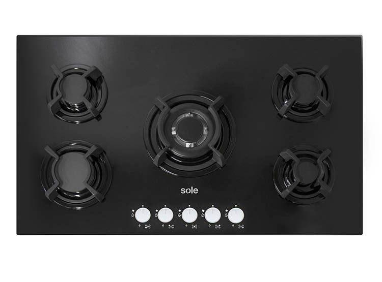 Cocina Empotrable a Gas 5 Hornillas SOLCO033 Negro.