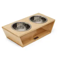 PRETTYPETS - COMEDERO ELEVADO DE PINO PARA MASCOTAS - TALLA S