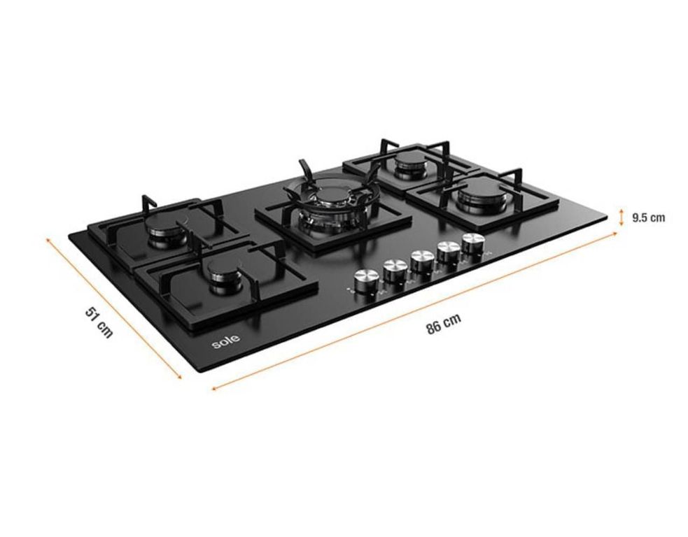 Cocina A Gas Empotrable 5 Quemadores Solco041