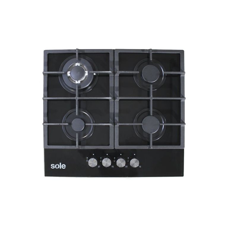 COCINA EMPOTRABLE ELEGANTE A GAS 4 HORNILLAS VIDRIO SOLCO045V2