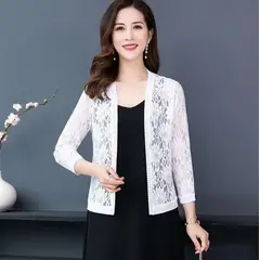 KAST PE - Zala - Cardigan mujer con encaje floral corto - Talla ML