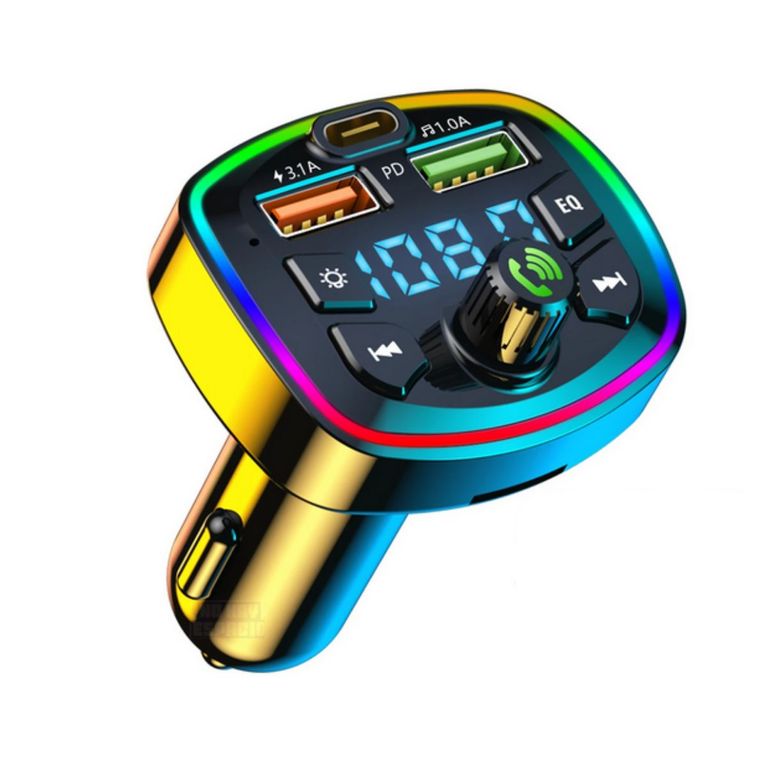 Transmisor Fm Bluetooth 5.0 Cargador Llamada Voz 3 Usb Pd Qc
