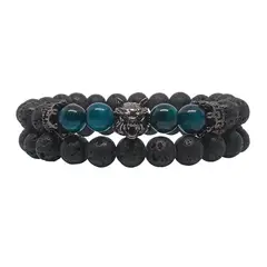 LUCYANA JOYAS Y ACCESORIOS - Juego de Pulseras para Hombre dije de Lobo y Piedras Naturales