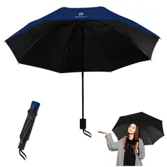 GENERICO - Paraguas Plegable Sombrilla de Mano con Protección UV y funda Color azul