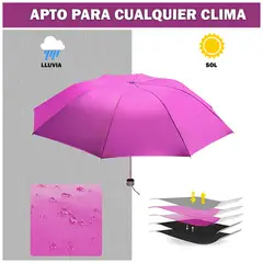 GENERICO - Sombrilla de Mano Paraguas Plegable para el Sol y Lluvia color azul