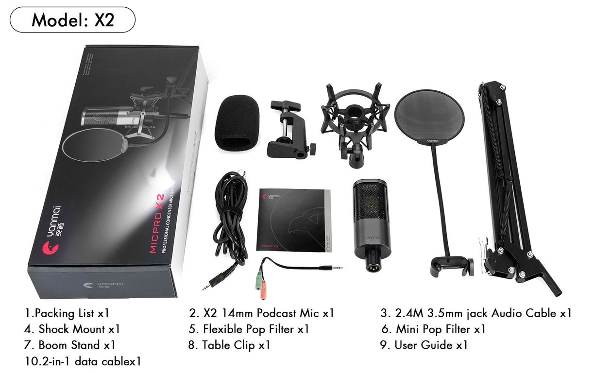 Micrófono condensador profesional yanmai mic pro x2-tienda