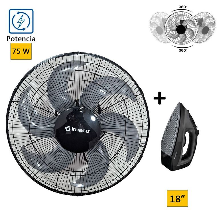 Ventilador Orbital de techo OCF7919 + Plancha a Vapor Negro