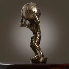 GENERICO - Imponente estatuilla adorno de Atlas Dorado