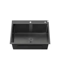 GENERICO - LAVADERO DE ACERO 1 POZA  60 X 45 BLACK R-INOX