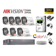 HIKVISION - CÁMARAS SEGURIDAD EXTERIOR KIT 7 5MP COLORVU DISCO 1TB
