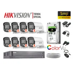 HIKVISION - CÁMARAS SEGURIDAD EXTERIOR KIT 8 5MP COLORVU DISCO 2TB