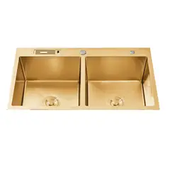 GENERICO - LAVADERO DE ACERO 2 POZA 82 X 45 RECTANGULAR GOLDEN R-INOX