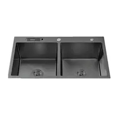 GENERICO - LAVADERO DE ACERO 2 POZA 84 X 48 RECTANGULAR BLACK R-INOX