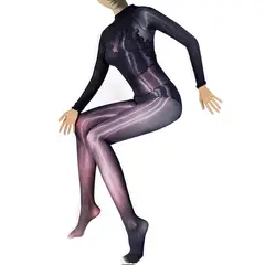 GENERICO - Enterizo Transparente Negro con Abertura en la Entrepierna Talla S