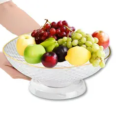 ELMEJORPRECIO - Frutero Con Base Escurridor Para Snacks Hexágono Transparente Blanco