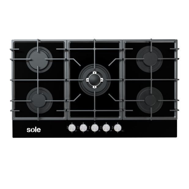 Cocina Empotrable a Gas 5 Hornillas Vidrio SOLCO046V2