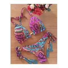 KAST PE - Barly - Bikini sexy para mujer Push-up - Fucsia - Talla M