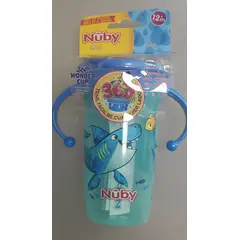 NUBY - VASO 360 WONDER CUP ANTIDERRAME 10oz/300ml(TIBURÓN)