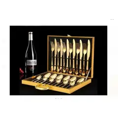 GENERICO - Cubiertos Dorados con Maletin A1 24 PZAS