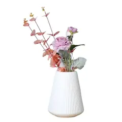ELMEJORPRECIO - Florero Decorativo Modelo Axis Lineal Mediano Blanco
