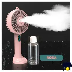 GENERICO - Ventilador portátil con soporte y atomizador de agua - Rosa