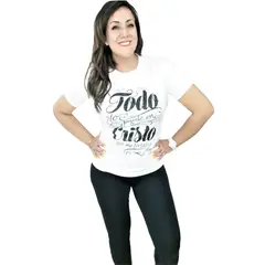 GENERICO - Polo Mujer Diseño Todo lo puedo en Cristo - Blanco