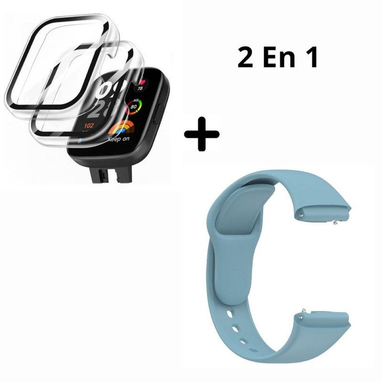 Bumper con Vidrio Clear + Correa para Redmi Watch 3 - CELESTE