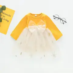 GENERICO - Vestido de Niña Bebe Estrellas Amarillas