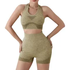 GENERICO - Short levanta Gluteos y Top Conjunto de Yoga y Gimnasio