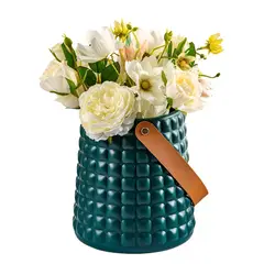 ELMEJORPRECIO - Florero Decorativo Modelo Primavera Cuadros Azul Nórdico