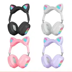 SEISA - Audifono Bluetooth Oreja Gato con Luz Led -negro